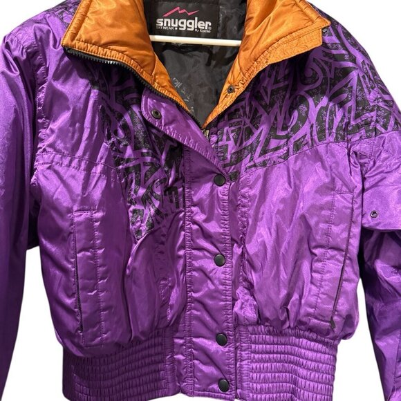 Vintage 80s Snuggler Ski Jacket – Purple & Orange Geometric – Size M - Picture 3 of 6